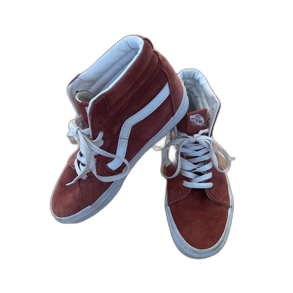 Vans Sk8-Hi High Top Sneakers Burnt Brick and True White Women's 8.5